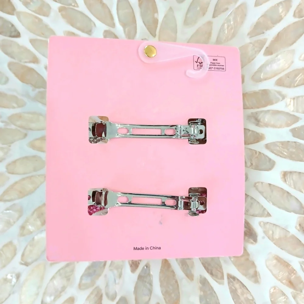 NWT Sunday State Pink and Silver Rhinestone Bow Alligator Hair Clip
